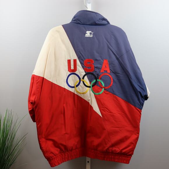 Vintage Starter USA Olympic Team Jacket Red White Blue XL 1990s - Picture 2 of 5